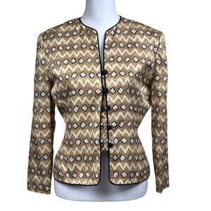 Talbots/Adrianna Papell vintage 90s silk Jacket, gold/black, Asian inspired
